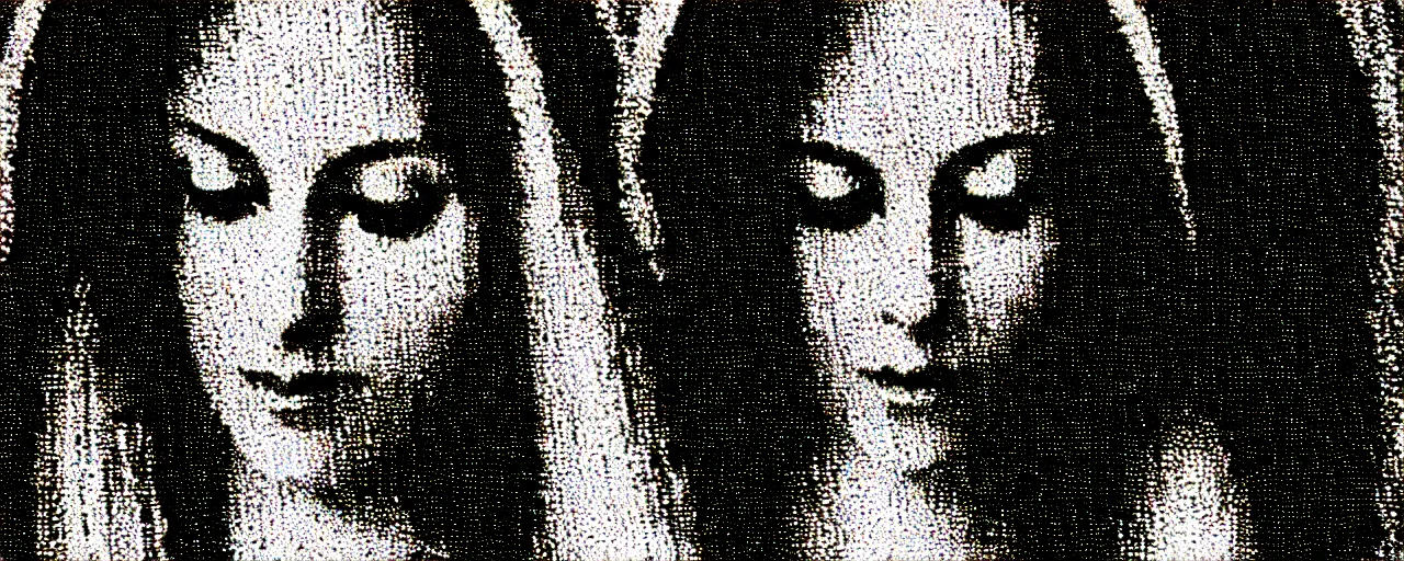 Image similar to vhs static overlay of marian apparition, vhs, 1 9 9 0, highly realistic, highly detailed, vhs noise static, black and white, vhs glitch