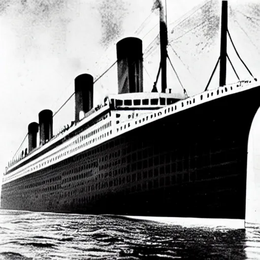 Prompt: la naufrage du titanic en noir et blanc