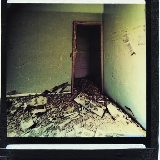 Image similar to a Polaroid from the the inside of an abandoned house