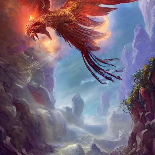 Image similar to the phoenix, the mythical bird with fire feathers, hyper detailed, photography, pexels, flickr, dslr, unreal engine 5, artstation, marc simonetti, john howe, ferdinand knab