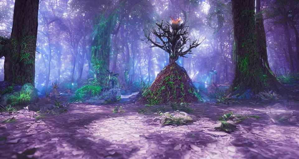 Image similar to Enchanted and magic forest, with Octane