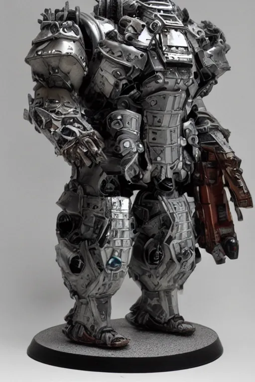 Prompt: a bearded man in bulky mech armor that looks too big for his head. highly detailed, intricate. hyper realistic.