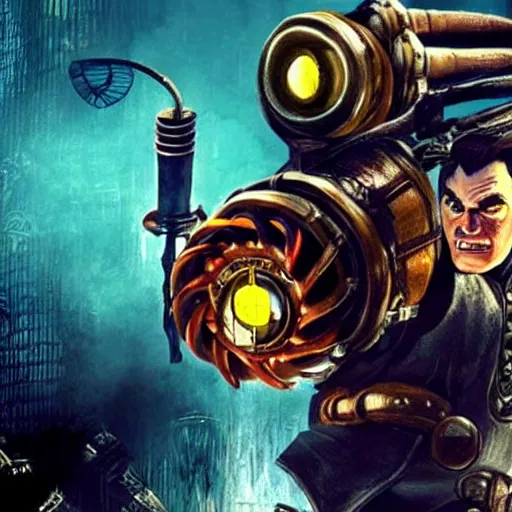 Image similar to quentin tarantino in the video game bioshock