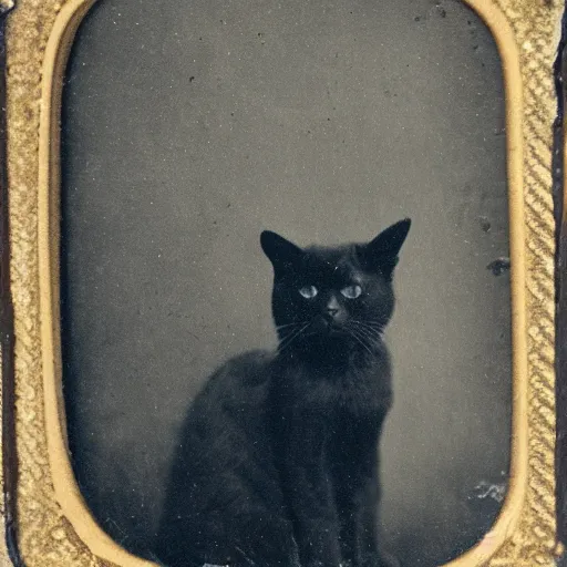 Image similar to tintype photo of a cat, 1 8 8 0 s