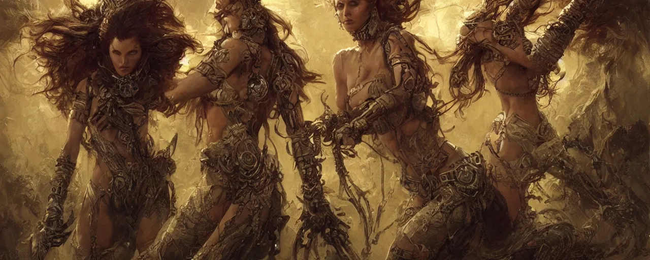 Image similar to fierce woman in the fractal, ultra realistic, concept art, intricate details, highly detailed, wide angle, by andrew robinson, gaston bussiere, craig mullins, simon bisley