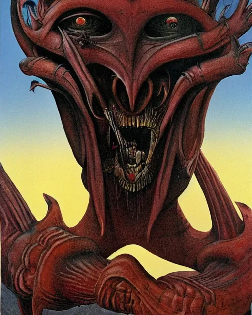 Prompt: male, ( ( dark jester by roger dean ) ), by hr giger, ( ( ( hd ) ) ), 8 k, highly detailed, ( ( sharpness ) )