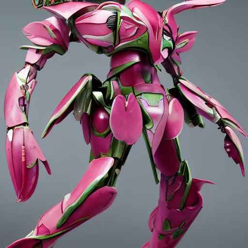 Image similar to futuristic nymphaea themed mecha waterlily upper body, sepals forming helmet, highly detailed, nymphaea, 4 k hd resolution, barbatos gundam with floral inlay, bandai box art, star wars, makoto kobayashi, frank gehry, raymond swanland