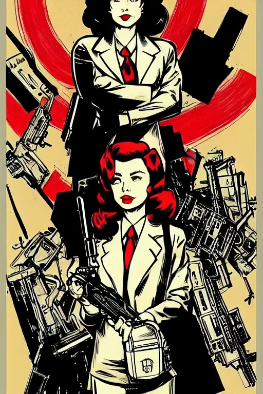 Image similar to Agent carter illustration concept art in the style of Amano, Yoshitaka