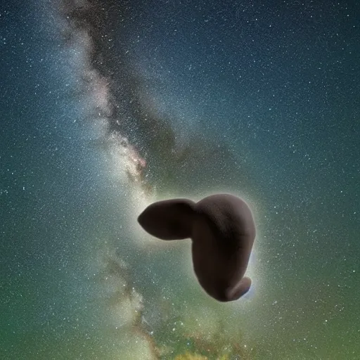 Prompt: milky way shaped like a rabbit,photorealistic