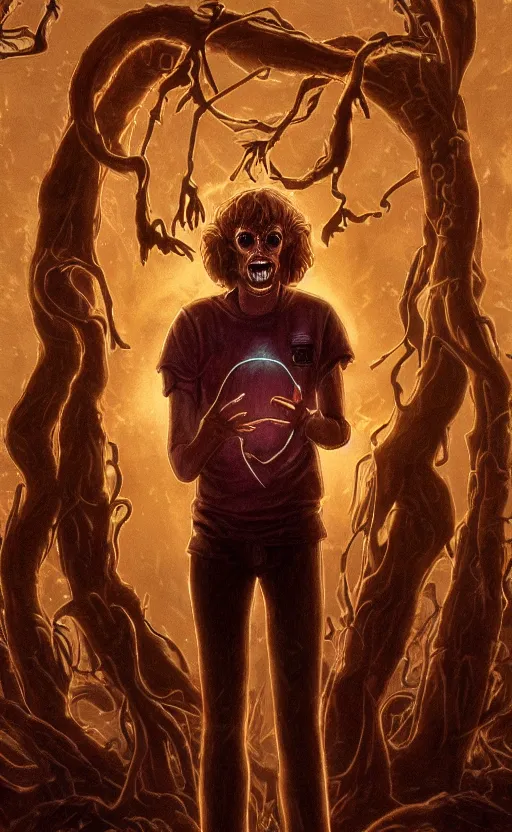 Image similar to full body portrait of Vecna from stranger things in the upside down, dynamic lighting, photorealistic, fantasy concept art, ambient lighting, atmospherical, stunning visuals, creative, cinematic, ultra detailed, trending on art station