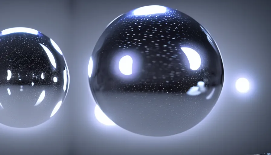 Image similar to highly detailed render of a bubble on chrome, hyper detailed, digital art, led lighting, studio quality, smooth render, unreal engine 5, octane render, trending on artstation.