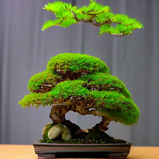 Image similar to photo of a kokedama momiji bonsai, plant, beautiful, high detail, bright, cinematic,
