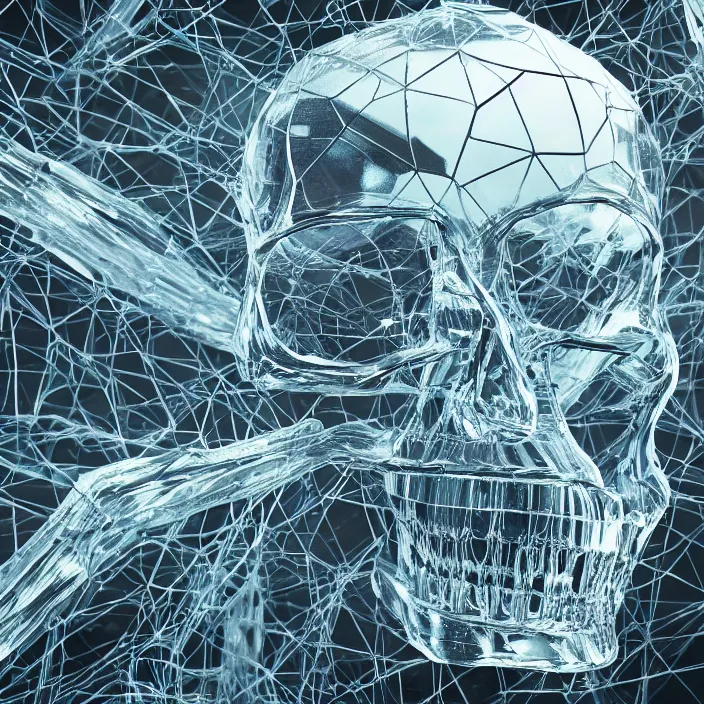 Image similar to transparent crystal skull intricate abstract. sharp teeth. delicate artwork. by Tooth Wu, wlop, beeple, dan mumford. octane render, trending on artstation, greg rutkowski very coherent symmetrical artwork. cinematic, hyper realism, high detail, octane render, 8k, depth of field, bokeh. chrome accents.