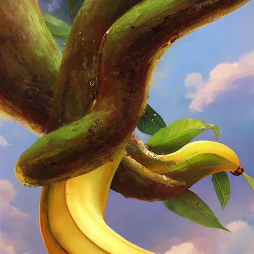 Prompt: tree that looks like banana, made by stanley artgerm lau, wlop, rossdraws, james jean, andrei riabovitchev, marc simonetti, yoshitaka amano, artstation, cgsociety