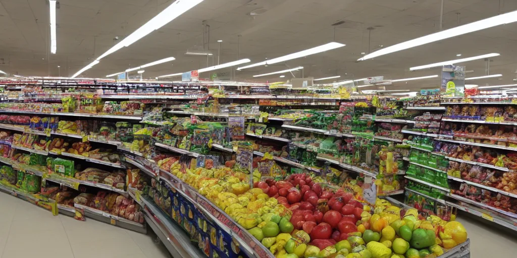 Prompt: inside a supermarket