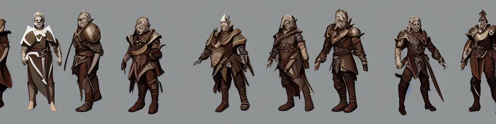 Image similar to dnd paladin character turnaround sheet, rpg, tabletop role playing game, d&d, trending on artstation