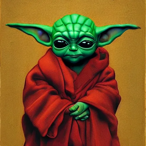 Image similar to baby yoda as a egyptian painting