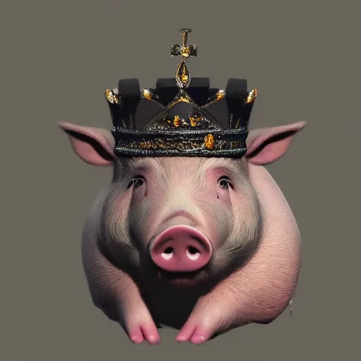 Image similar to A pig wearing a crown, 8k, Artstation, epic illustration, dramatic lighting