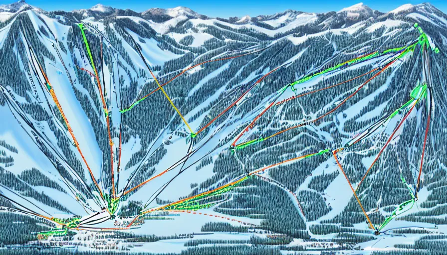 Prompt: ski trail map with only black diamond trails