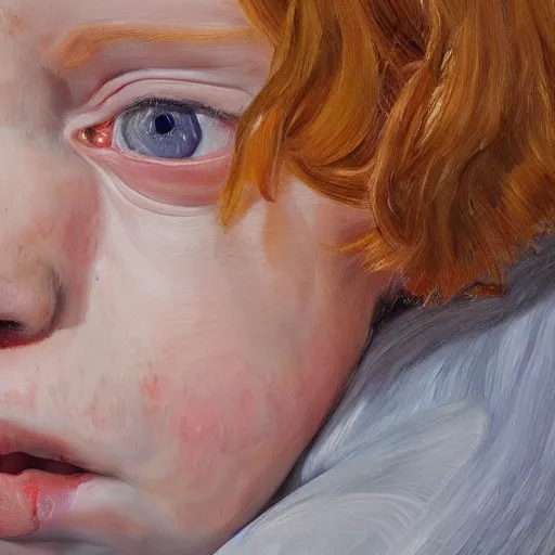 Prompt: high quality high detail painting by lucian freud, hd, ginger girl, angry, photorealistic lighting