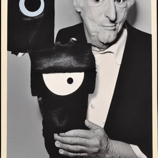 Prompt: 1976 a hand puppet with googly eyes 16mm Almodovar John Waters Russ Meyer Doris Wishman old photo