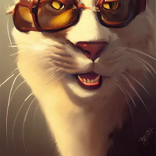 Prompt: oil painting a business cat leader of a political party trending on artstation by greg rutkowski