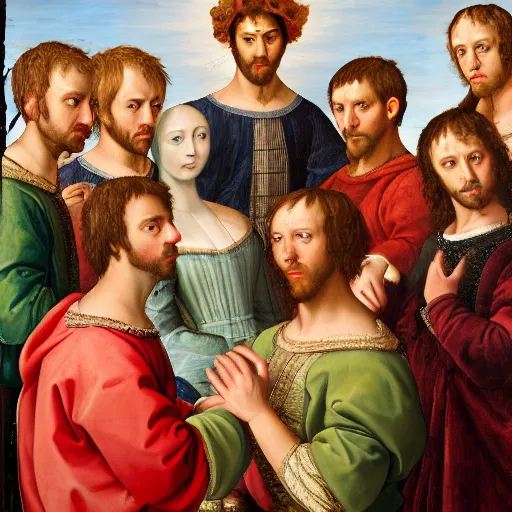 Prompt: a renaissance style portrait painting of BROCKHAMPTON