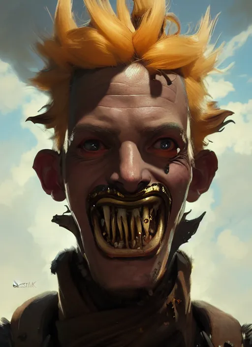 Image similar to portrait of junkrat from overwatch, victorian, concept art, detailed face, fantasy, close up face, highly detailed, cinematic lighting, digital art painting by greg rutkowski