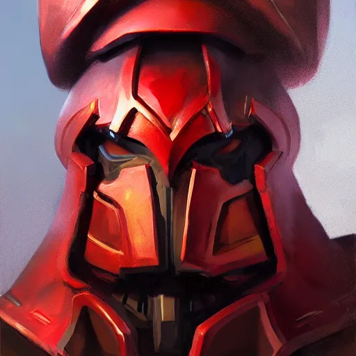 Image similar to greg manchess portrait painting of armored overlord momon with red cloak as overwatch character, medium shot, asymmetrical, profile picture, organic painting, sunny day, matte painting, bold shapes, hard edges, street art, trending on artstation, by huang guangjian and gil elvgren and sachin teng