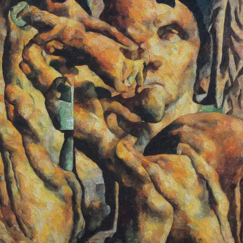 Prompt: WHAT A SHAME detailed and highly reliefed oil painting with canvas texture in style of Magritte, Sascha Schneider, Giorgio de Chirico, Pollock photorealistic, surrealistic, masterpiece, balanced composition, natural colors