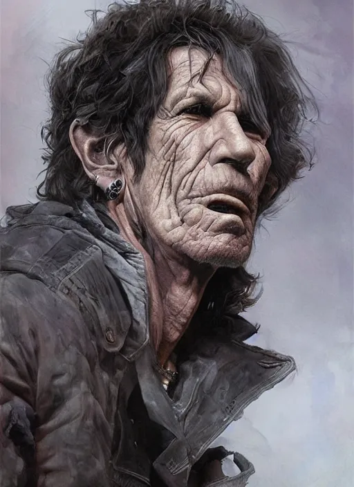 Image similar to Portrait of Keith Richards, marvel comics, dark, intricate, highly detailed, smooth, artstation, digital illustration by Ruan Jia and Mandy Jurgens and Artgerm and Wayne Barlowe and Greg Rutkowski and Frank Frazetta