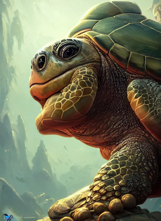 Image similar to cute wise old turtle, subsurface scattering, by jesper ejsing, justin gerard, tomasz alen kopera, cgsociety and fenghua zhong, highly detailed, rim light, cinematic lighting, illustration, art, octane render, very coherent, cinematic, hyper realism, high detail, octane render, 8 k