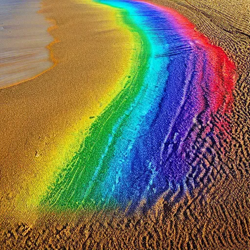 Image similar to rainbow made of sand on the sea