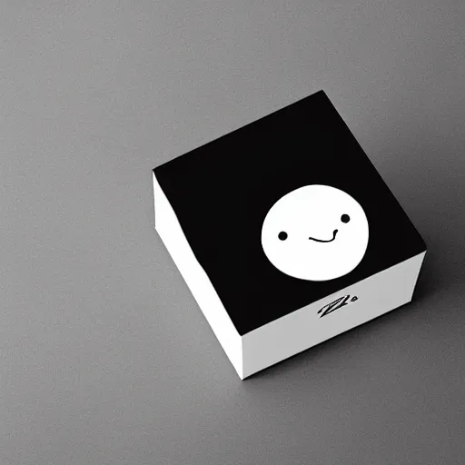 Image similar to zef box design modern black and white color scheme, minimalist, nature, cute characters