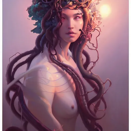 Prompt: a beautiful portrait of nubile medusa, concept art by pete mohrbacher and guweiz and ilya kuvshinov, digital art, highly detailed, intricate, sharp focus, trending on artstation hq, deviantart, unreal engine 5, 4 k uhd image