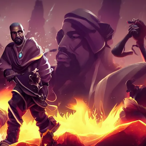 Image similar to kanye west, league of legends splash art