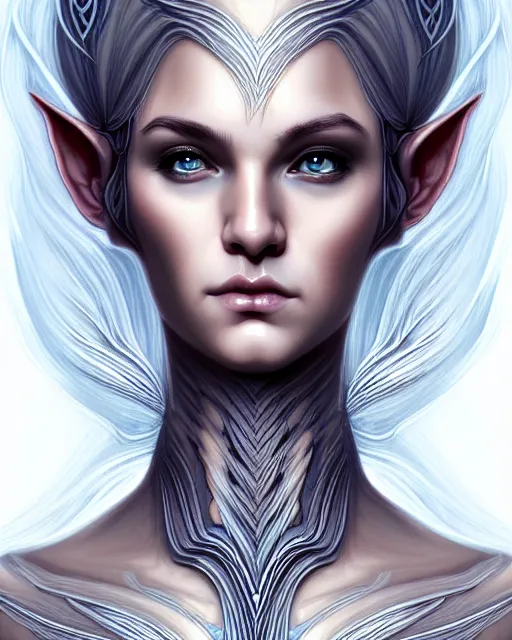 Prompt: digital art, centered portrait elven with short hair, face made with intricate roots, by james jean and by artgerm, by ross tran, ultradetailed, charachter design, concept art, trending on artstation,