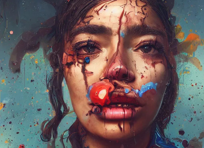 Prompt: a young hispanic woman portrait, photorealistic, shallow depth of field, highly detailed, art by simon stalenhag, raymond swanlad and alberto seveso