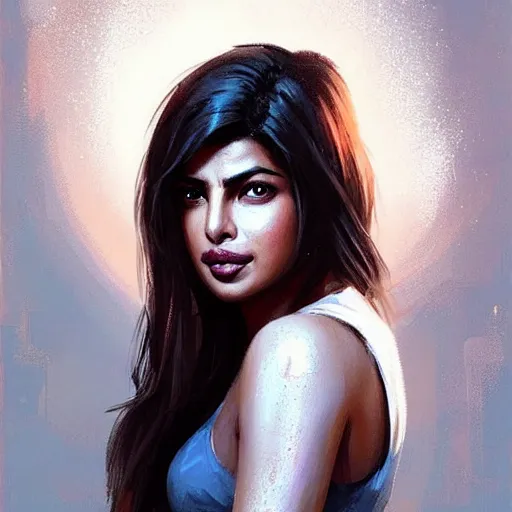 Image similar to “ portrait of priyanka chopra by greg rutkowski, young, attractive, highly detailed portrait, scifi, digital painting, artstation, concept art, smooth, sharp foccus ilustration, artstation hq ”