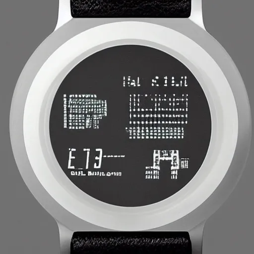 Prompt: smartwatch from 1 9 8 0, inspired by hartmut esslinger, bauhaus design, retro