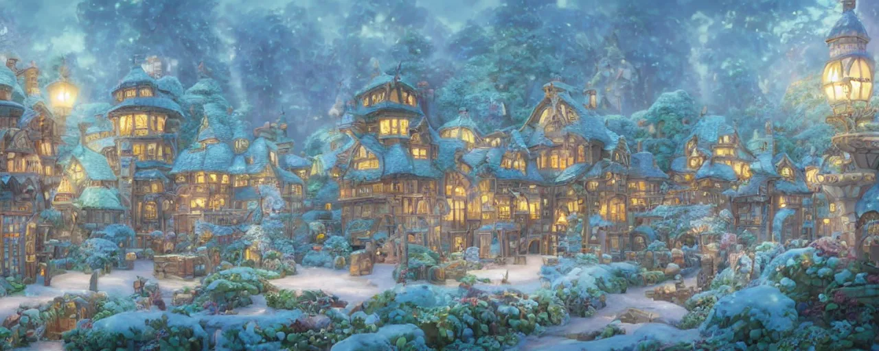 Prompt: A fairy-tale style factory made of ice cream， full of details, matte painting, concept art, smooth, by Studio Ghibli and Thomas Kinkade and WLOP，Soft light atmosphere，trending on cgsociety and Blender， unreal engine，8kHDR，light effect，rtx on，-H 960