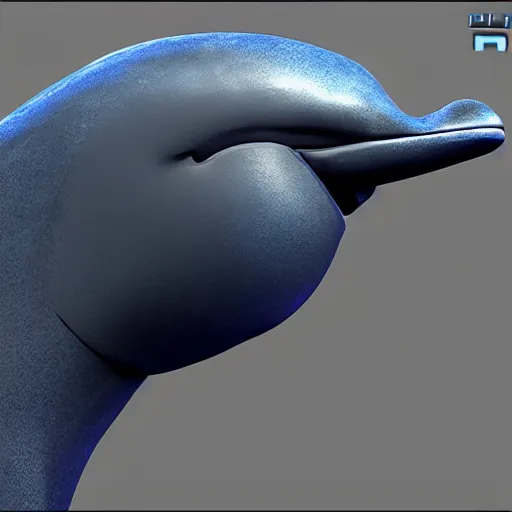 Prompt: anthro robotic dolphin headshot profile picture, side profile shot, commission on furaffinity, unreal engine