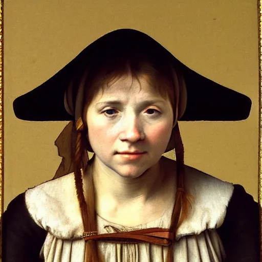 Prompt: study of a peasant girl by hans holbein the younger. hyperrealsim