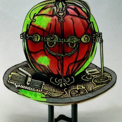 Image similar to steampunk watermelon,