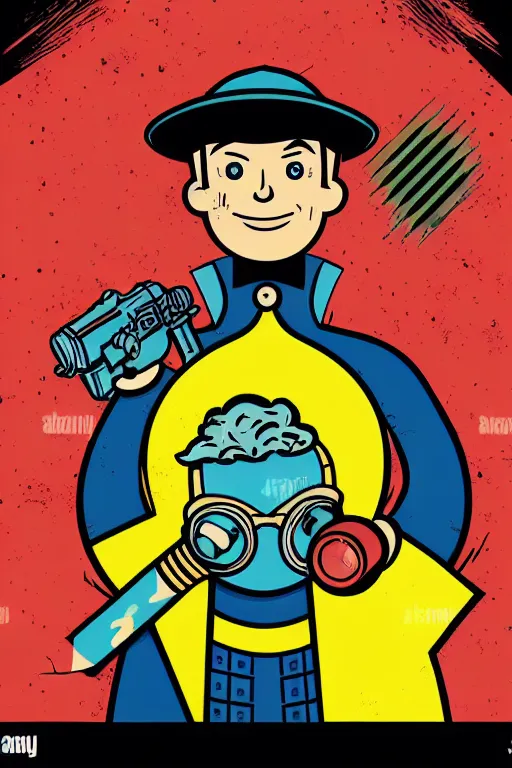 Image similar to fallout 7 6 retro futurist illustration art by butcher billy, sticker, colorful, illustration, highly detailed, simple, smooth and clean vector curves, no jagged lines, vector art, smooth andy warhol style