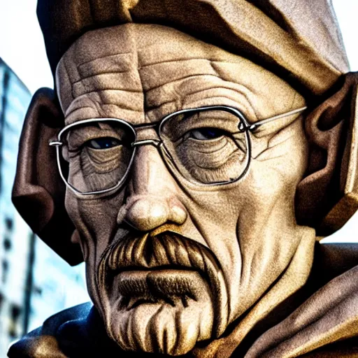 Image similar to extremely detailed renaissance sculpture of walter white by michelangelo, standing in times square, 3 d render, hyper detailed, sharp focus, 8 k resolution