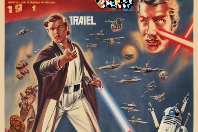 Image similar to starwars 1940s movie poster