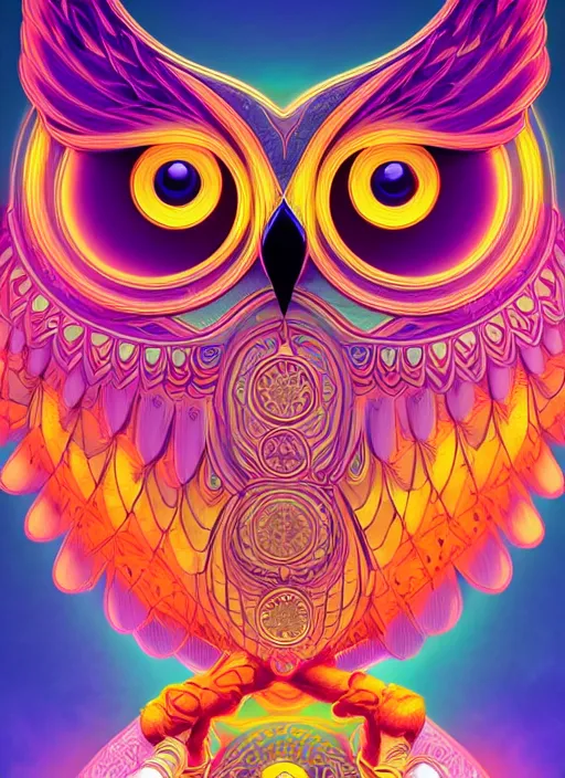 Image similar to symmetry!! product render poster vivid colors divine proportion owl, divine, glowing fog intricate, elegant, highly detailed, digital painting, artstation, concept art, smooth, sharp focus, illustration,