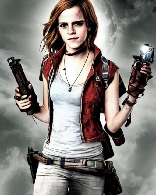 Prompt: emma watson as a borderlands psycho