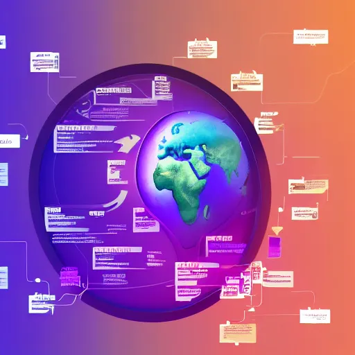 Image similar to futuristic screen depicting a planet with purple continents, labels and info onscreen, infographic style, sci fi infographic